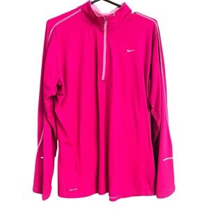Nike Pink Long Sleeve Quarter-Zip Dri-FIT Pullover Size XXL